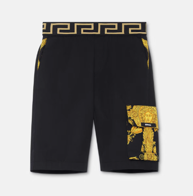 VERSACE KIDS 1010207 1A07424 BOYS SHORTS BLACK GOLD