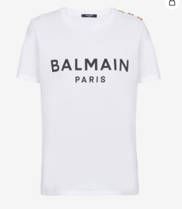 BALMAIN AF1EF005BB02 GAB BLANC NOIR CLASSIC TEE