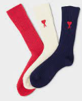 AMI PARIS USC606 379 SOCK'S NAUTICAL BLUE-WHITE-RED