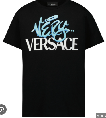 VERSACE KIDS 1000239 1A07290 BOY T-SHIRT BLACK ELECTRIC