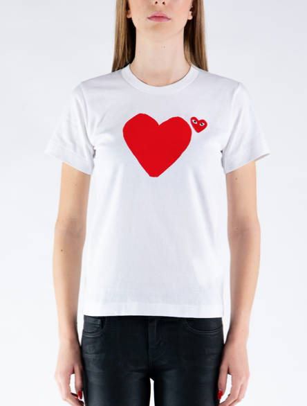 COMME DES GARCONS PLAY  P1T221 1 WHITE WOMEN'S T-SHIRT