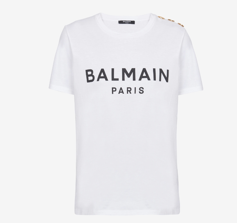 BALMAIN BF1EF005BB02 3 BTN TEE WOMEN'S T-SHIRT WHITE