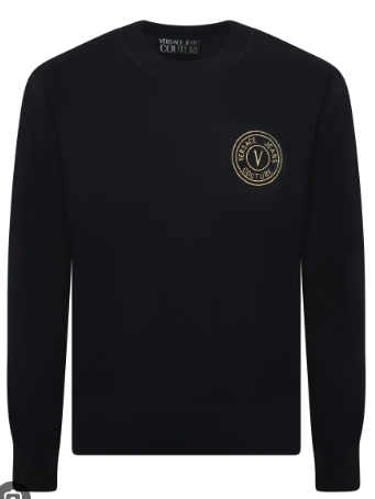 VERSACE JEANS COUTURE MAN 75GAFM00 899 BLACK LOGO SWEAT 