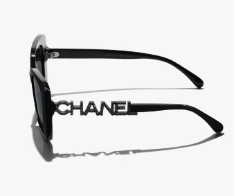 CHANEL 5422B C501T8 53/17 WOMEN'S SUNGLASSES LOGO BLACK