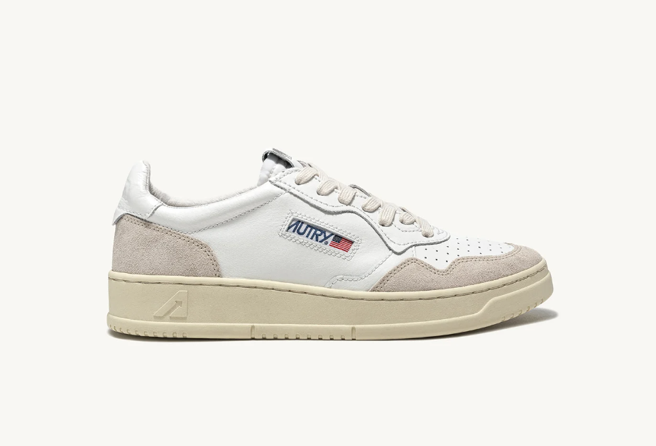 AUTRY AULW LS33 WOMEN'S MEDALIST LOW SNEAKERS IN SUEDE E PELLE BIANCA
