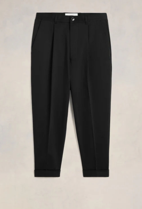 AMI PARIS HTR101 C00052 CARROT TROUSERS MEN'S TROUSERS BLACK