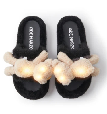13DE MARZO Doozoo Glowing Fuzzy Slipper BLACK