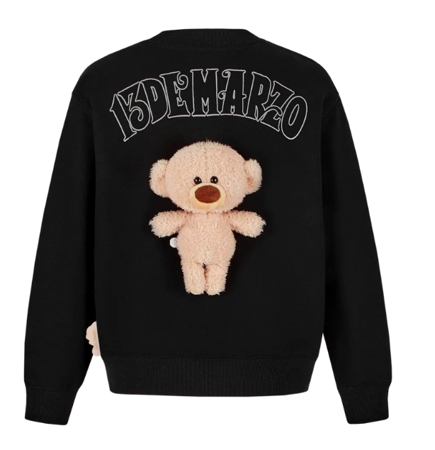 13DE MARZO 1686 KID'S BEAR CREWNECK SWEATSHIRT BLACK