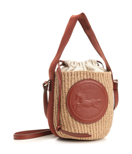 CHLOE CHC25SS592O8227S SEPIA BROWN HORSE MEDAL BASKET WOMEN'S BAG