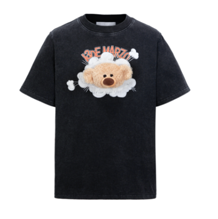 13DE MARZO  1715 BEAR ANIME SMOG T-SHIRT  BLACK 