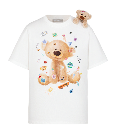 13DE MARZO MZ2504401 BEAR STICKERS T-SHIRT WHITE 1962 