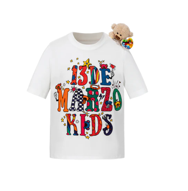 13DE MARZO KID'S BABYBEAR DIY COLOUR-FILL T-SHIRT WHITE