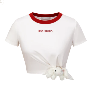 13DE MARZO KNOT CROPPED TOP WHITE