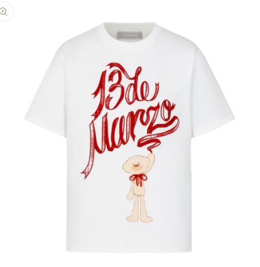 13DE MARZO DOOZOO CHECKED RIBBON T-SHIRT WHITE