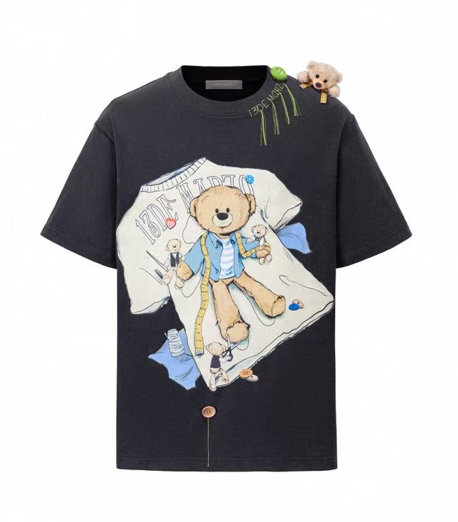 13DE MARZO TAILOR BEAR PRINTING T-SHIRT DARK GREY