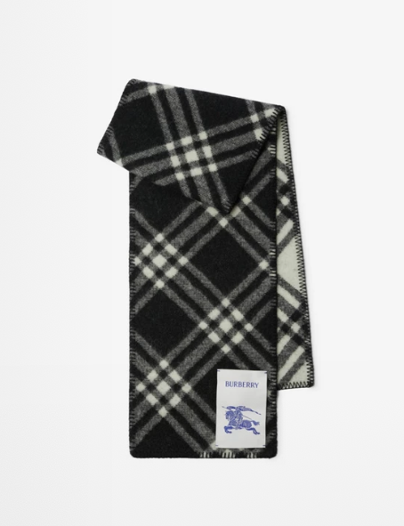 BURBERRY 8079246/8114301 SCIARPA IN LANA CHECK BIANCO/NERO