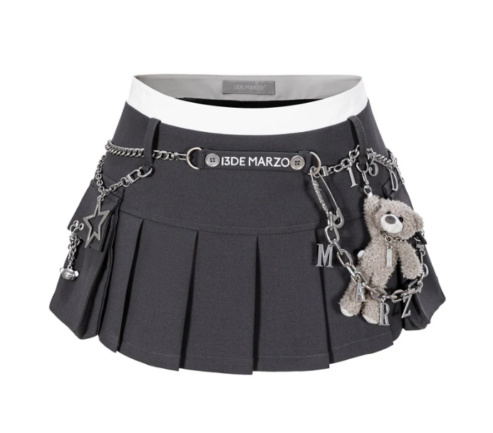 13DE MARZO CHAINS MULTI-POCKET SKIRT BLACK