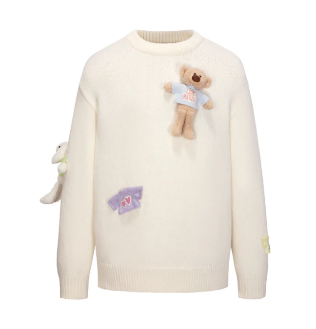 13DE MARZO WEARABLE BEAR SWEATER WHITE