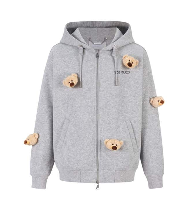 13DE MARZO DOOZOO FULL ZIPPER HOODIE GREY