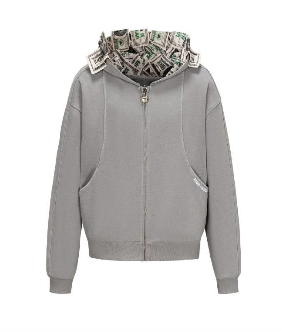 13DE MARZO BEAR CASH ZIPPER HOODIE GREY CT
