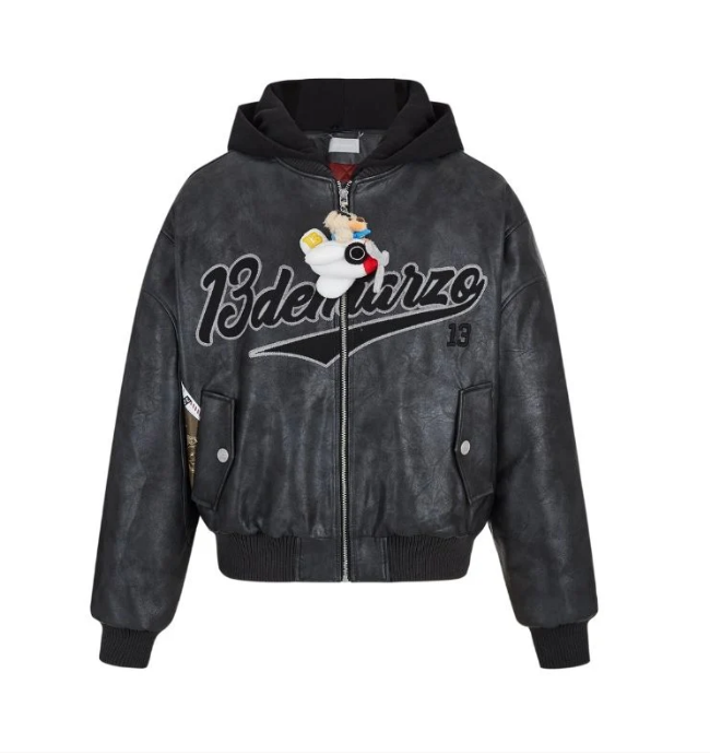 13DE MARZO PILOT BEAR VINTAGE JACKET BLACK CT