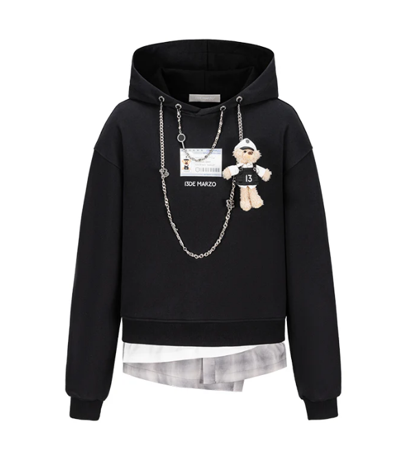 13DE MARZO MZ2601001 SHERIFF BEAR CHARM  CHAIN  HOODIE BLACK