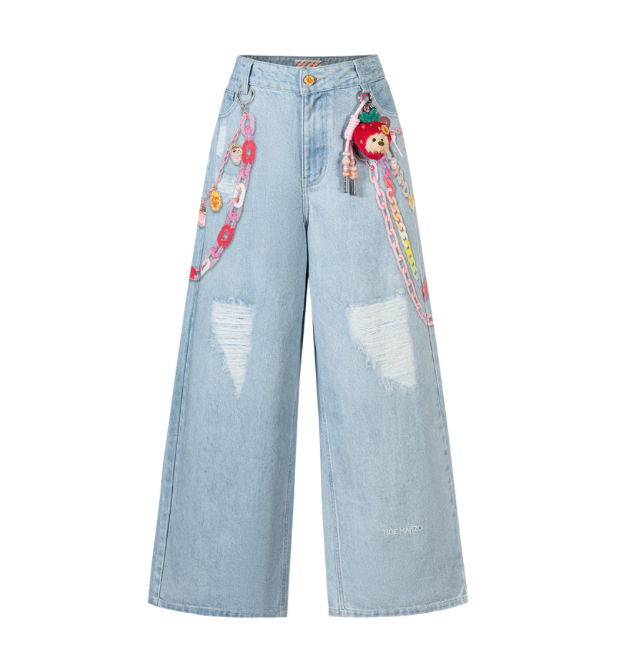 13DE MARZO MZ2605701 CHARM CHAIN PRINTED JEANS BLUE
