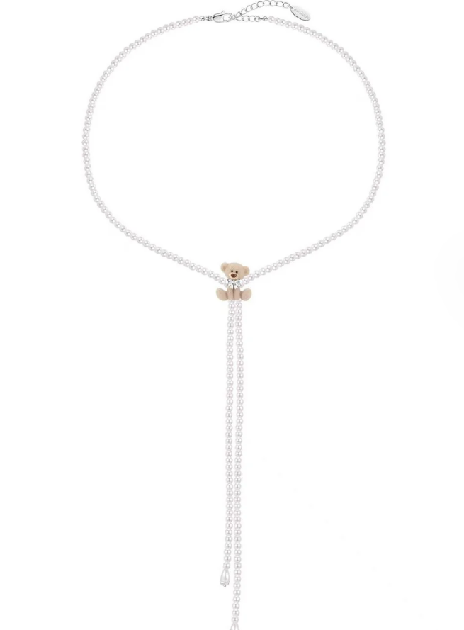 13DE MARZO MZ2608501 CUTE SITTING BEAR LONG NECKLACE SILVER