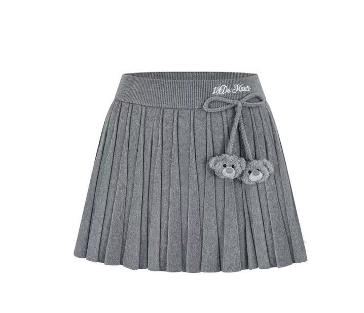 13DE MARZO MZ2613202 MINI BEAR KNIT PLEATED DRESS GREY