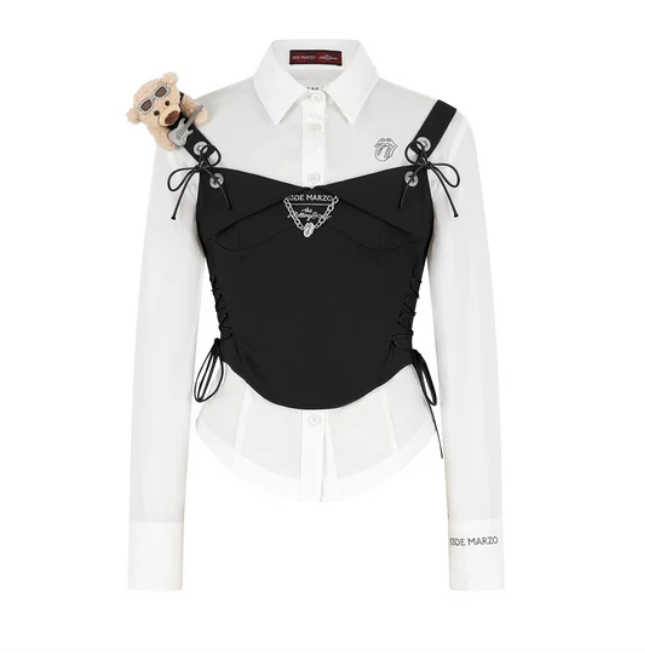 13DE MARZO MZ2611701 ROLLING STONES BONED CORSET WITH SHIRT BLACK