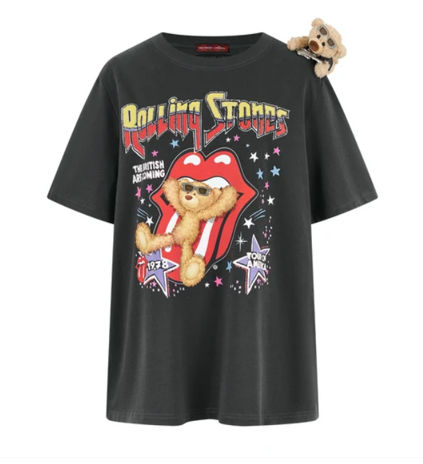 13DE MARZO MZ2612102 ROLLING STONES TONGUE BEAR T-SHIRT DARK GREY