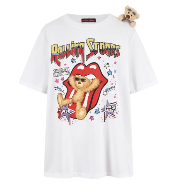 13DE MARZO MZ2612101 ROLLING STONES TONGUE BEAR T-SHIRT WHITE