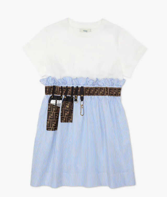 FENDI KID DRESS JFB472AG39F11H1 BIANCO-AZZURRO