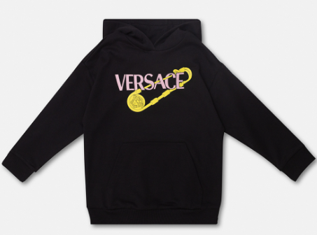 VERSACE KIDS 1006744 1A04697 SAFETY PIN KIDS HOODIE