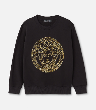 VERSACE KIDS 1000049 1A06512 KID SWEATSHIRT BLACK(8A-14A)