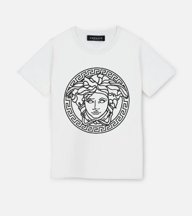 VERSACE KIDS 1000239 1A04767 2W020 KIDS T-SHIRT MEDUSA WHITE(8A-10A)