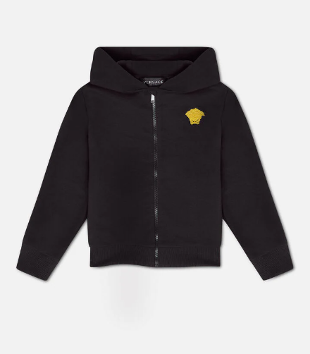 VERSACE KIDS 1000342 1A04764 KIDS HOODIE BLACK (8A-14A)