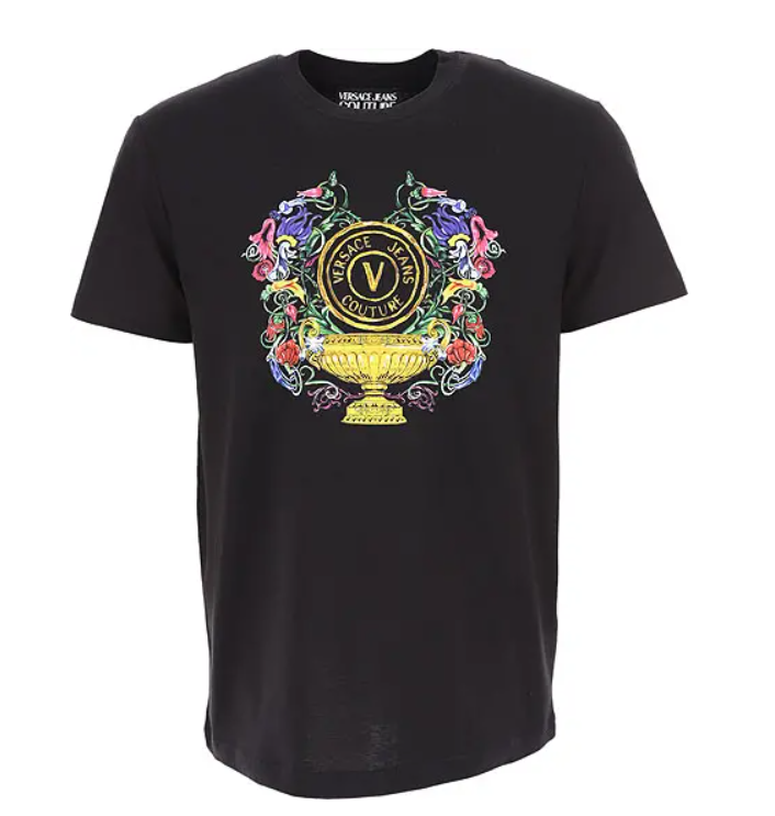 VERSACE JEANS COUTURE 74GAHF01 CJ00F MEN T-SHIRT BLACK 