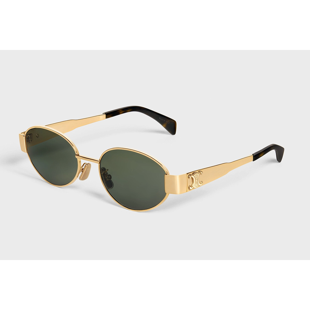 CELINE CL40235U TRIOMPHE METAL GOLD SUNGLASSES ORO/VERDE