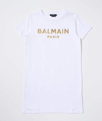 BALMAIN KIDS BS1B61 Z0082 GIRLS DRESS WHITE 12A+