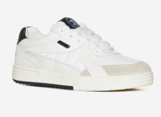 PALM ANGELS PMIA078C99LEA001 UNIVERSITY MEN SNEAKERS POLISHED LOGO WHITE BLACK