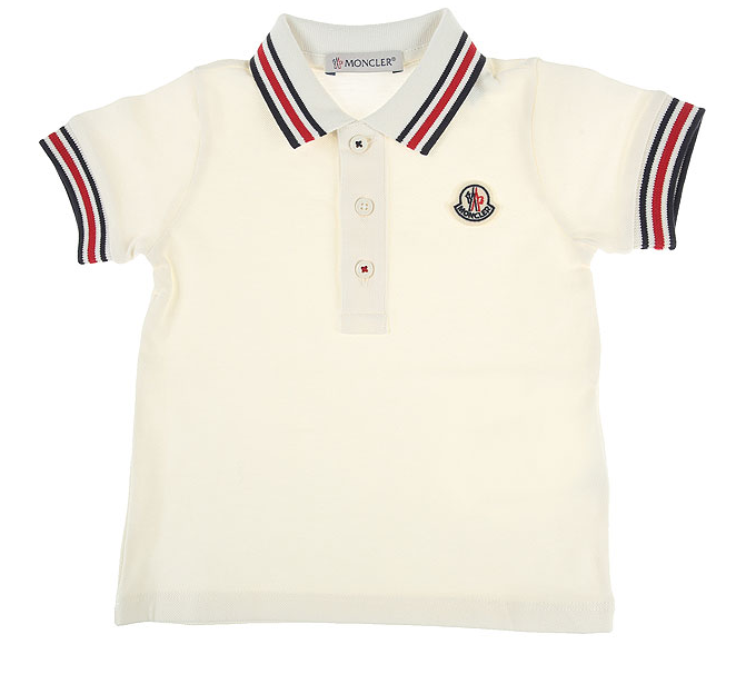 MONCLER KID'S 8A000048496F034  BOY'S POLO WHITE