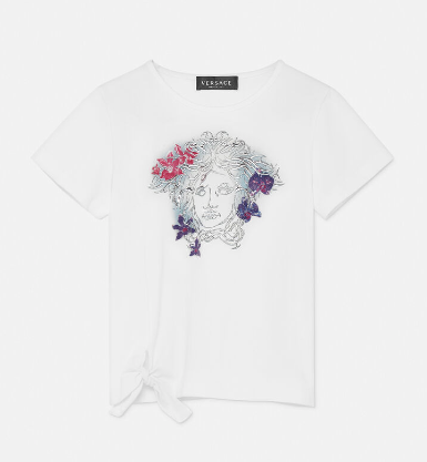 VERSACE KIDS 1009092 1A07380 GIRLS T-SHIRT WHITE MULTICOLOR