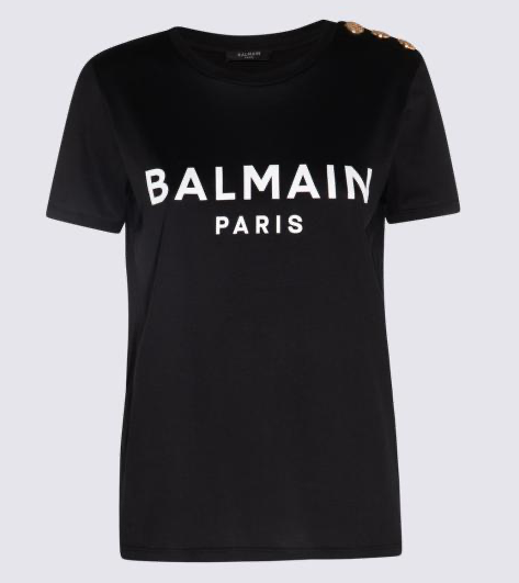 BALMAIN AF1EF005BB02 EAB NOIR BLANC CLASSIC TEE