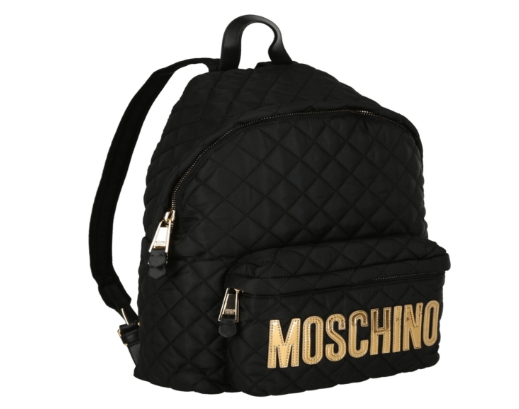 MOSCHINO ZAINO TRAPUNTATO LOGO ORO-GRANDE- 760782012555 NERO-ORO 