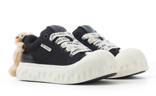 13DE MARZO BEAR LOGO LACE PLATFORM SNEAKERS BLACK