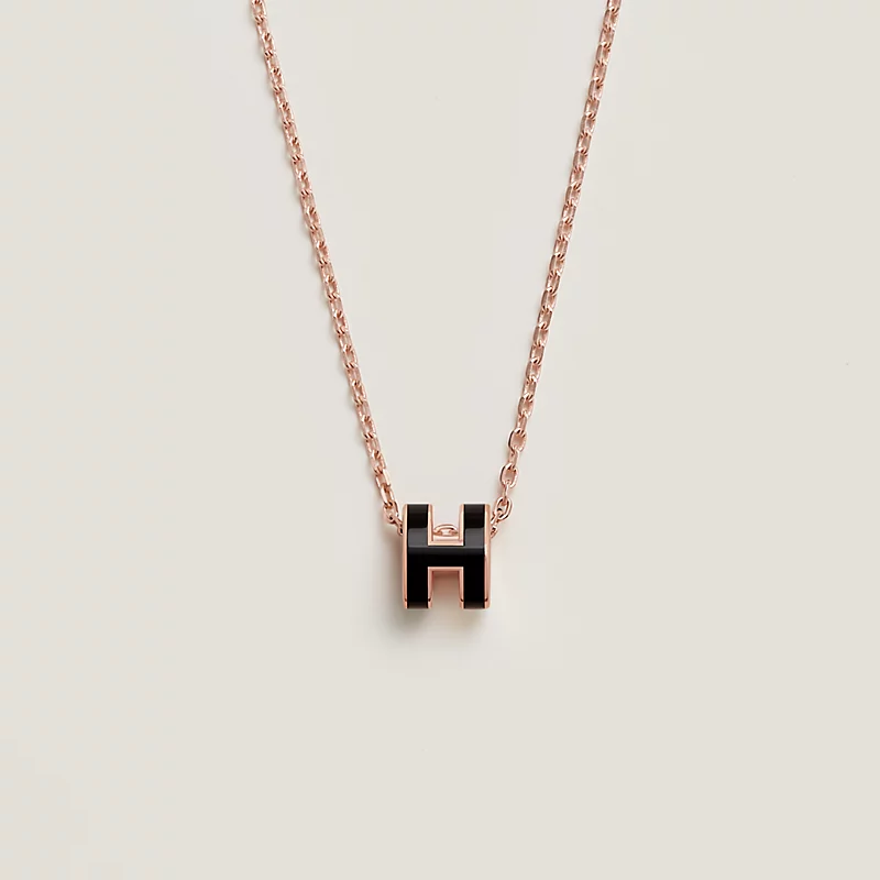 HERMES PENDENT MINI POP H PLAQUE OR ROSE 3M 