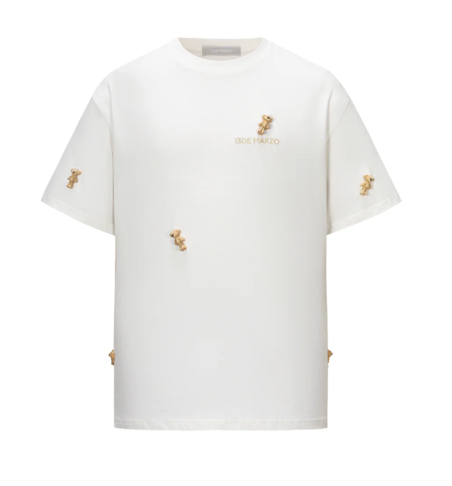 13DE MARZO MZ2606402 MINI FLOCKED BEAR T-SHIRT BEIGE