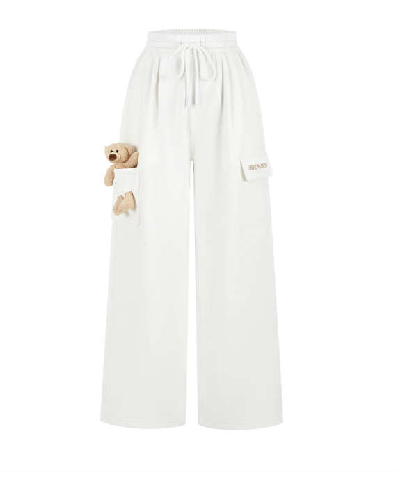 13DE MARZO MZ2606501 POCKET BEAR WIDE-LEG SWEATPANTS WHITE