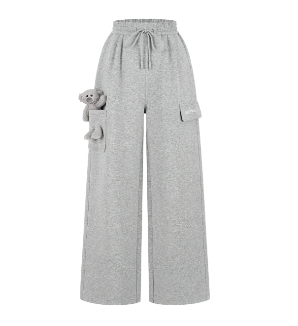 13DE MARZO MZ2606502 POCKET BEAR WIDE-LEG SWEATPANTS GREY